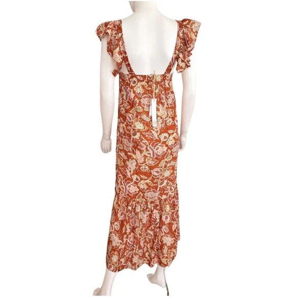 HOUSE OF HARLOW 1960 Tiered Smocked Back  Cottage Boho Maxi Dress  XS NEW - Picture 2 of 10